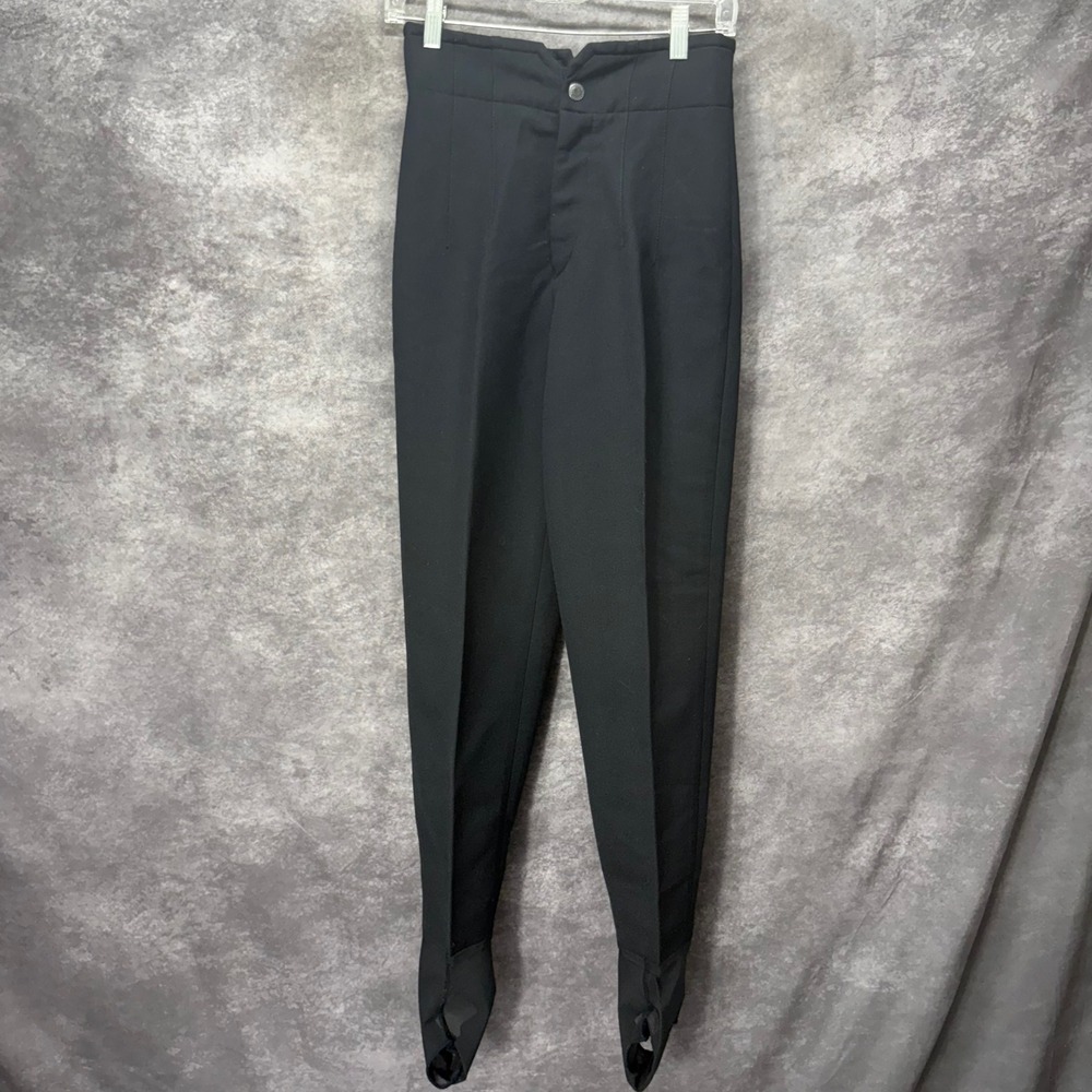 Bogner Vintage Black High Waisted Stirrup Ski Pants Wool Blend Size 8 USA Made